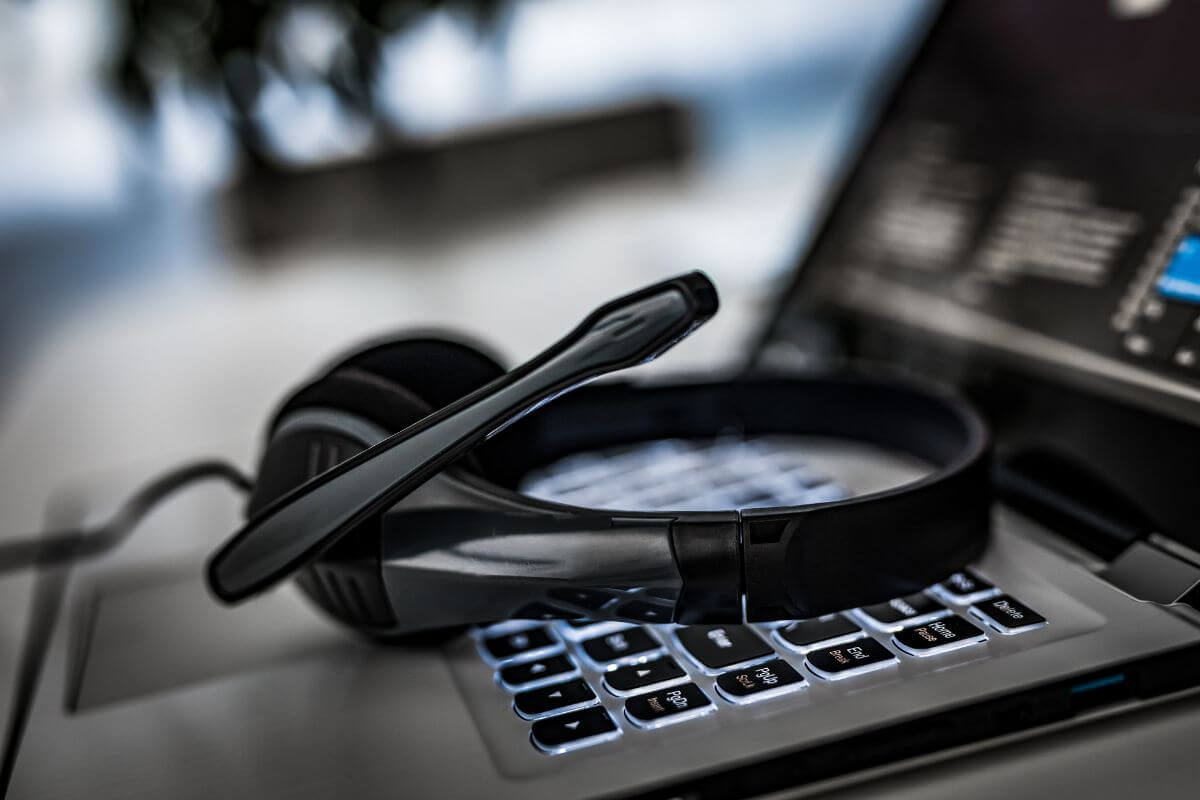 headset on top of a laptop