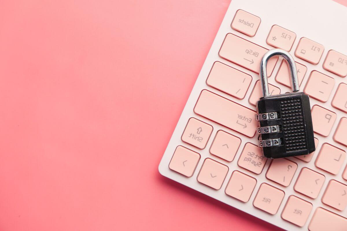 a code lock on top of a keyboard