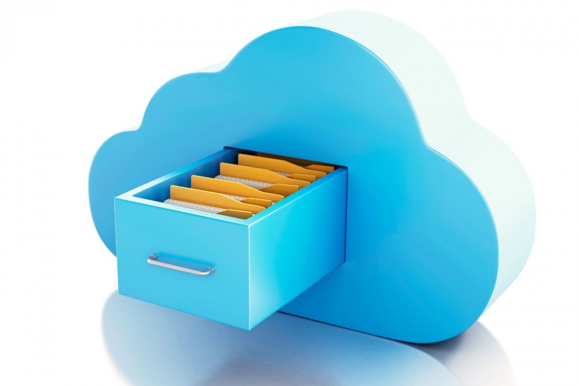 graphic image of a cloud with a cabinet storage